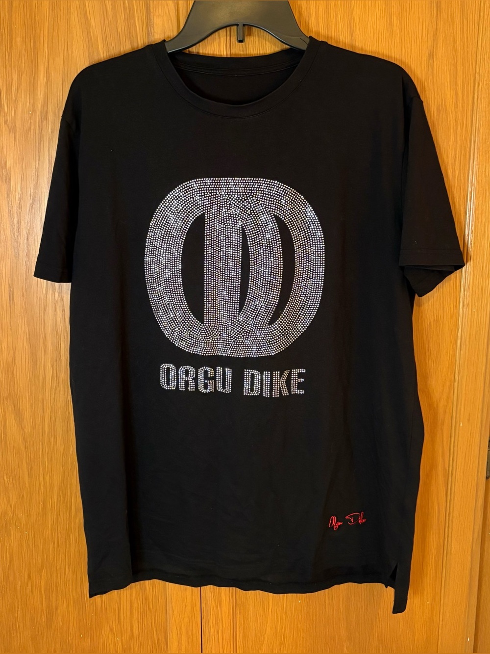 Orgu Dike Streetwear Rhinestone Logo Top Rare T Shirt Black Size L